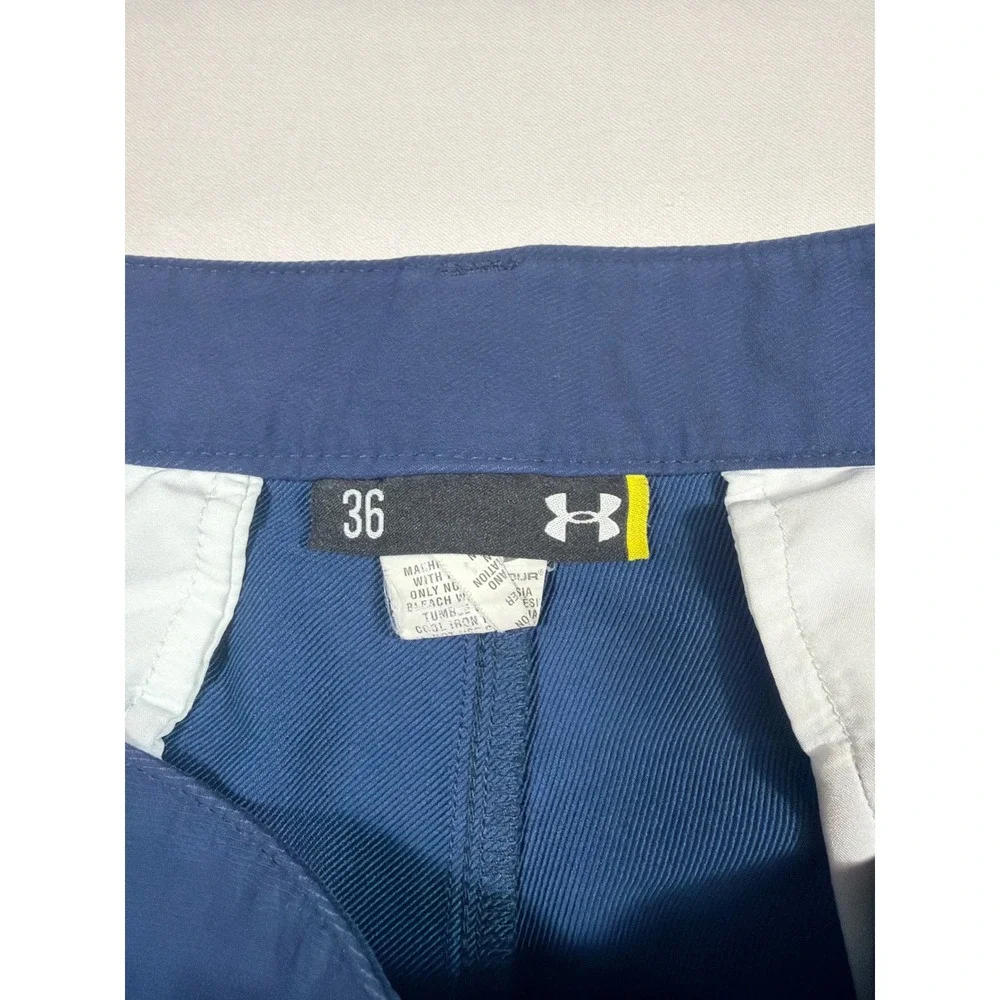Under Armour Mens Navy Blue Golf Performance Shorts Size 36 Flat Front Athletic